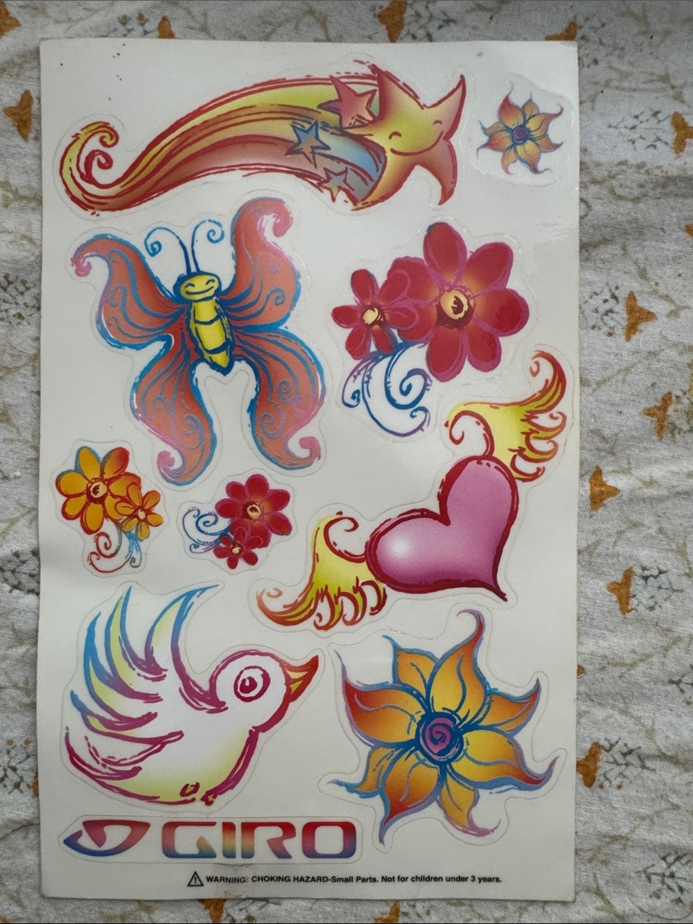 Giro Pink Yellow Orange Blue Decorative Kids Sticker Sheet